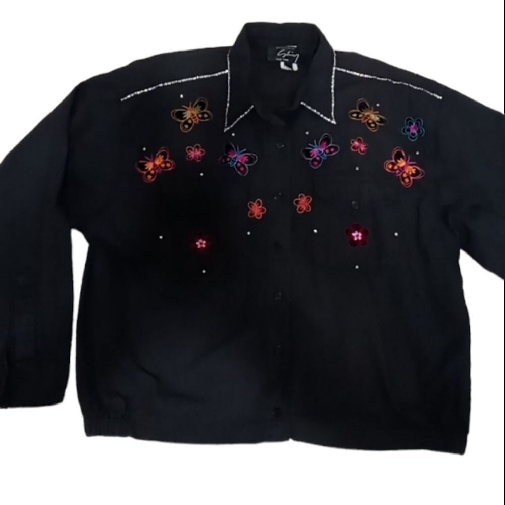 Button-down embellished shacket XL